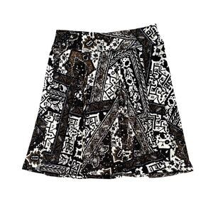 CHAPS Womens Size Medium Pull On Elastic Waist Tribal Boho Print A Line Skirt